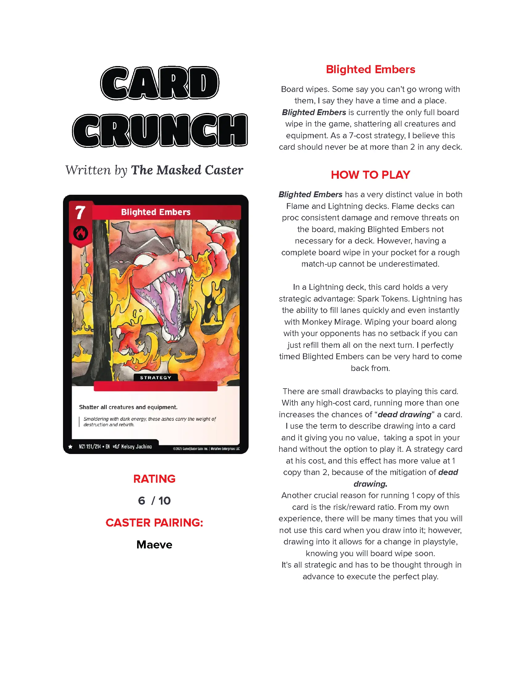Card Crunch Blighted Embers